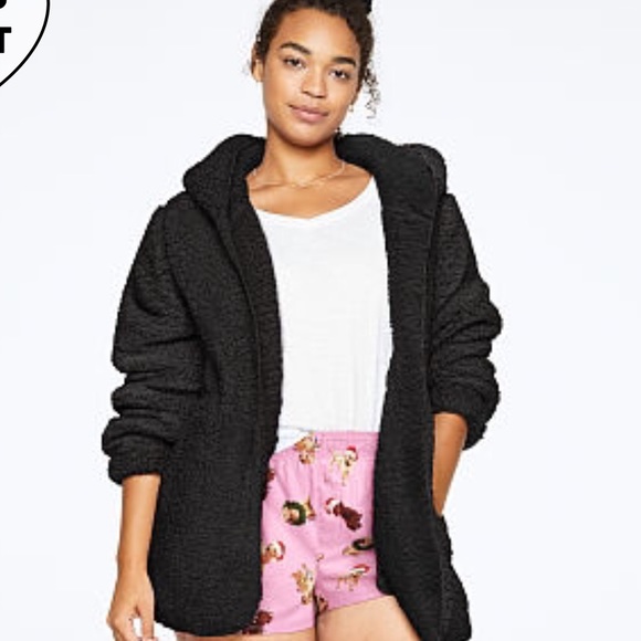 Vs Pink One Size Cozy Sherpa Cardigan 